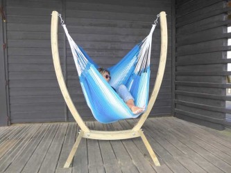 HAMAC CHAISE bleu AVEC SUPPORT en bois