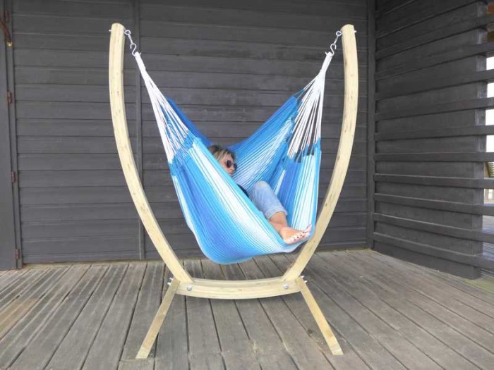 HAMAC CHAISE bleu AVEC SUPPORT en bois