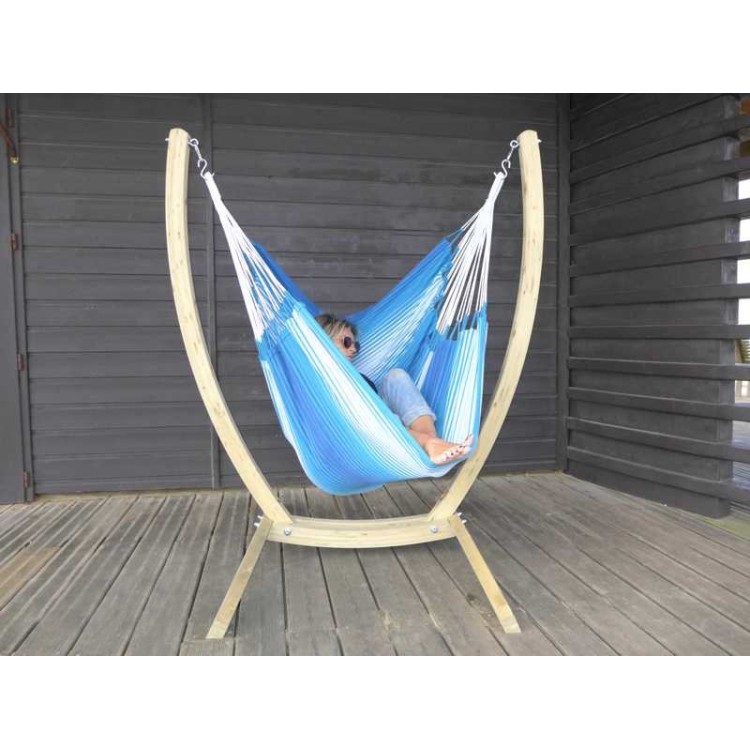 HAMAC CHAISE bleu AVEC SUPPORT en bois