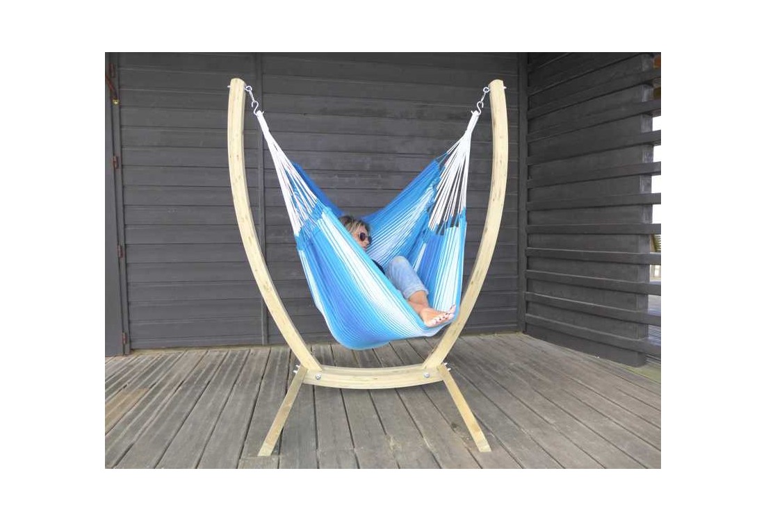 HAMAC CHAISE bleu AVEC SUPPORT en bois