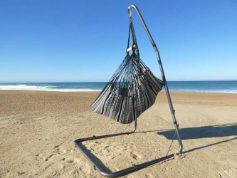 hamac chaise gris avec support