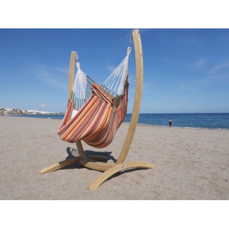 ensemble support en bois et hamac chaise multicolore