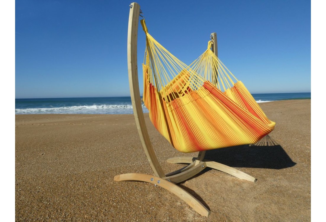 support bois avec hamac-chaise orange XXL