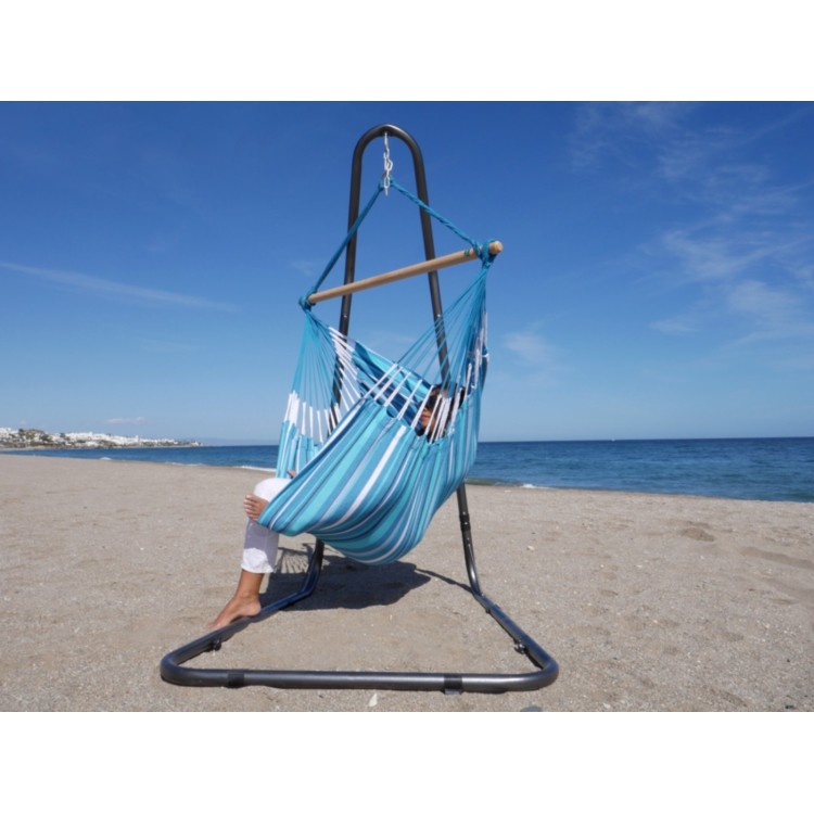 hamac chaise bleu avec support