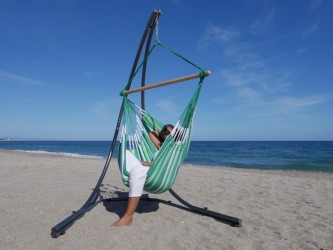 hamac chaise vert sur support