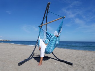 Hamac chaise bleue sur support