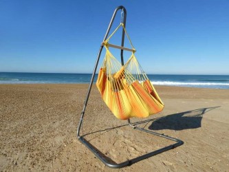 hamac chaise jaune avec support