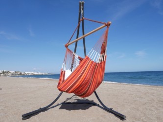 hamac chaise orange sur pied
