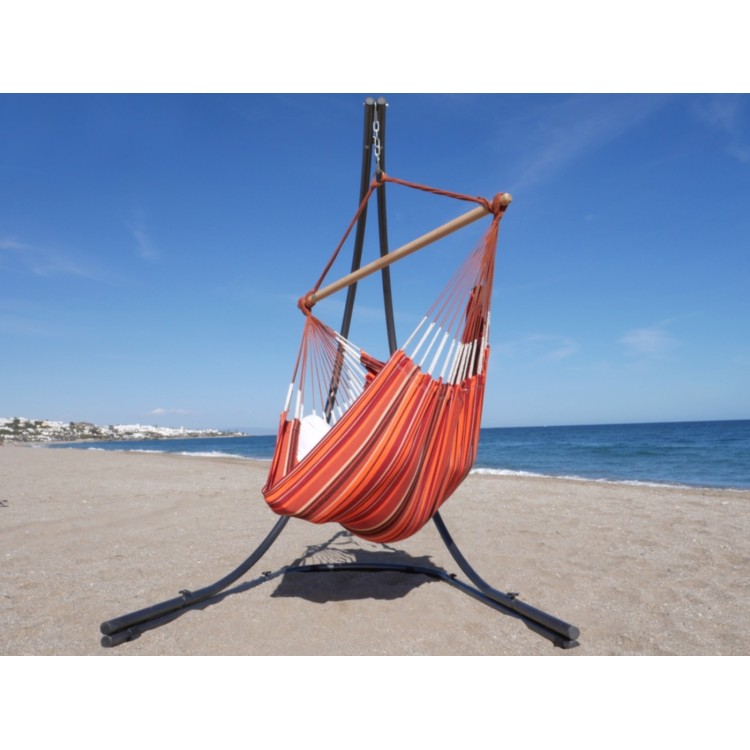 hamac chaise orange sur pied