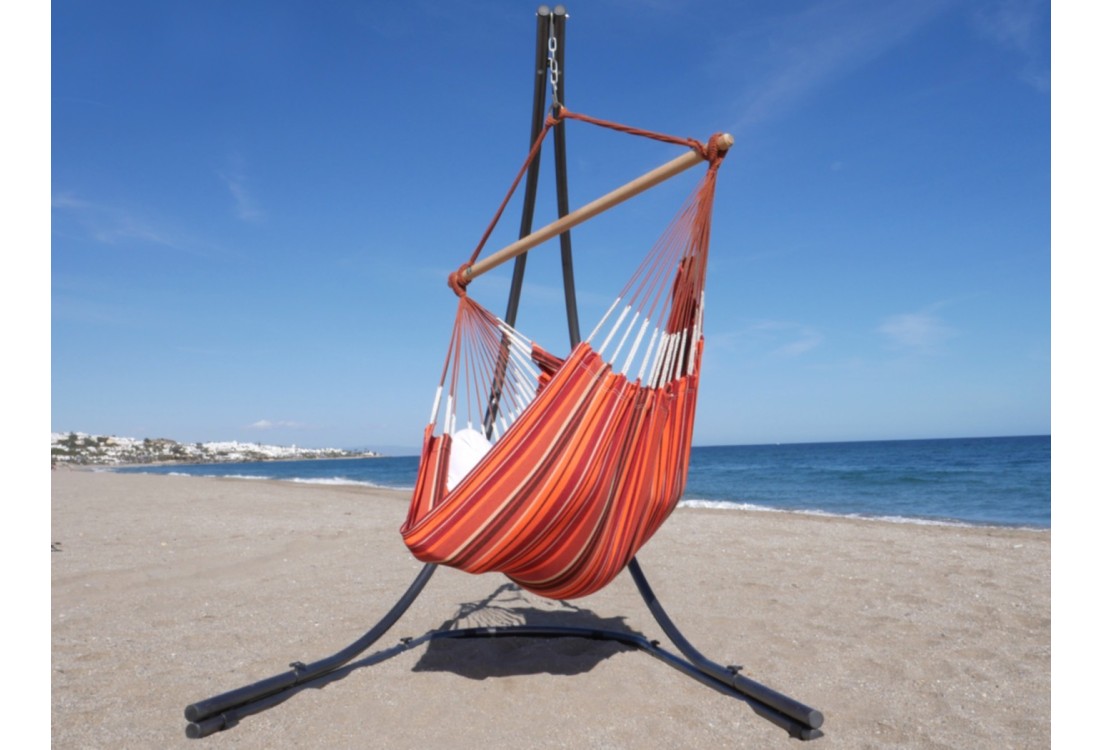 hamac chaise orange sur pied