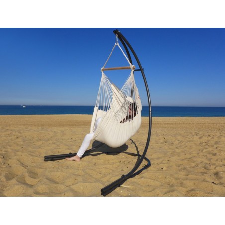 chaise hamac ecru avec support metal
