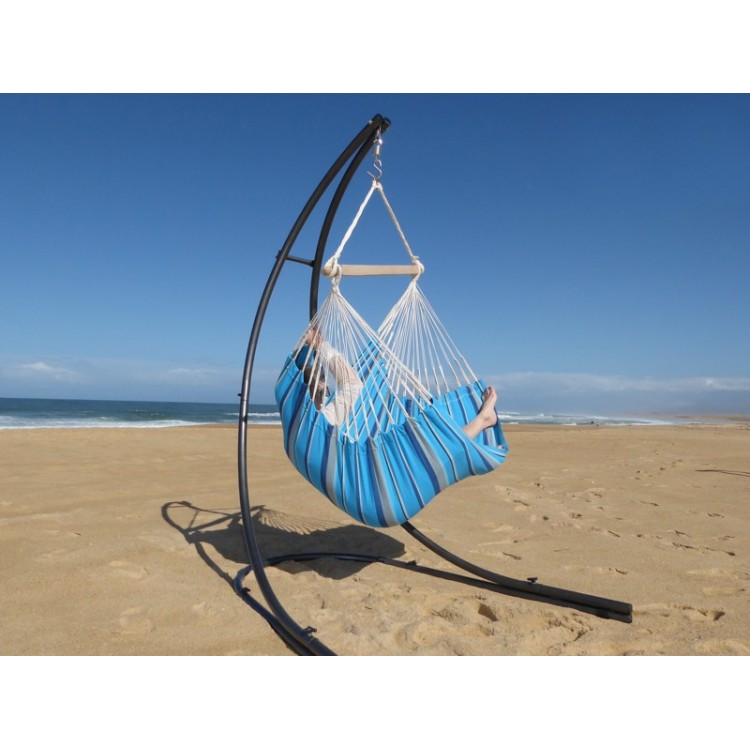 hamac chaise bleu avec support metal