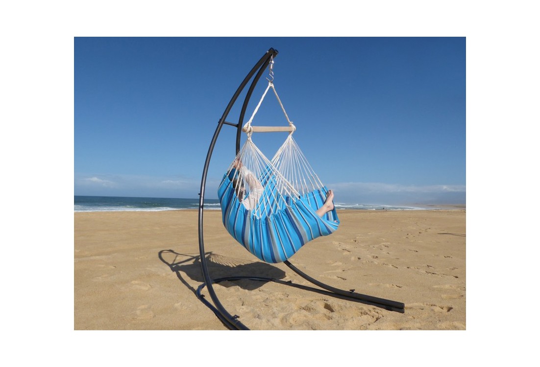 hamac chaise bleu avec support metal