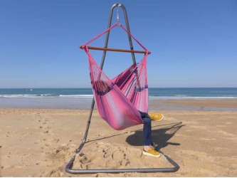 Chaise hamac rose avec support