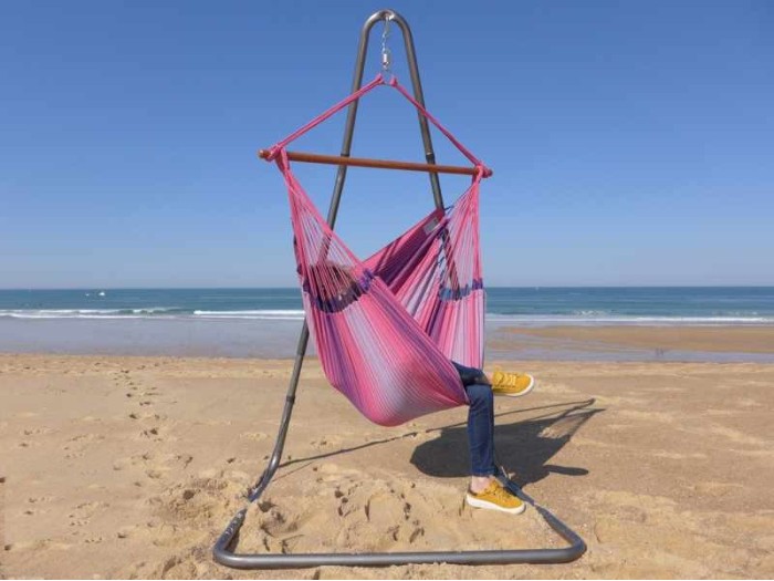 Chaise hamac rose avec support