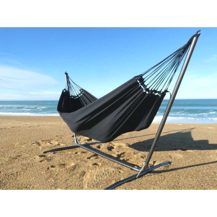 HAMAC NOIR SUR SUPPORT METAL