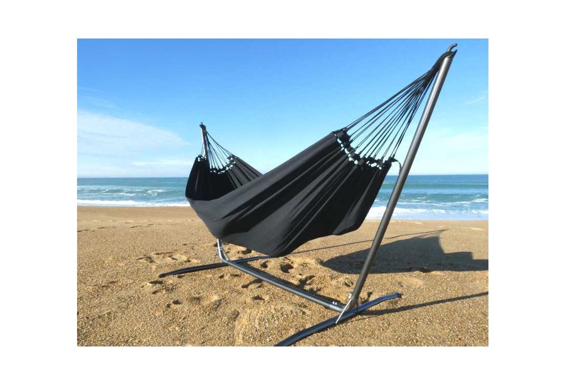 HAMAC NOIR SUR SUPPORT METAL