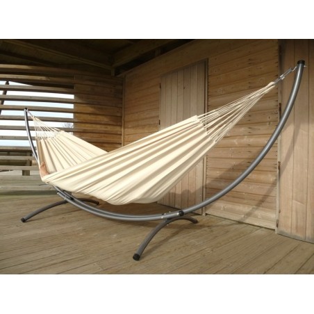 Hamac XL ecru avec support de hamac metal XL sur fond blanc