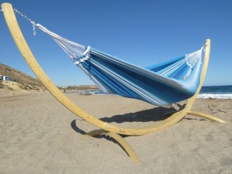 hamac bleu blanc avec support
