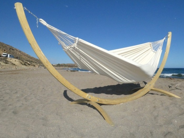 hamac ecru avec support bois