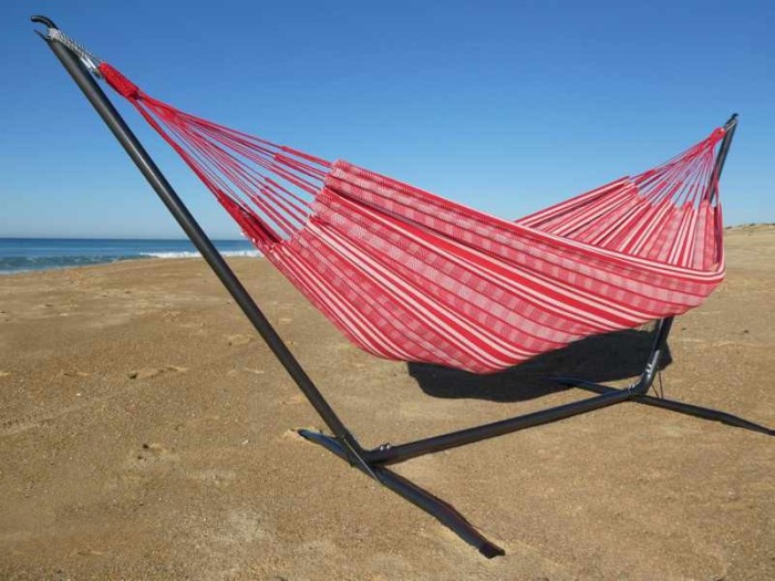 hamac avec support metal rouge
