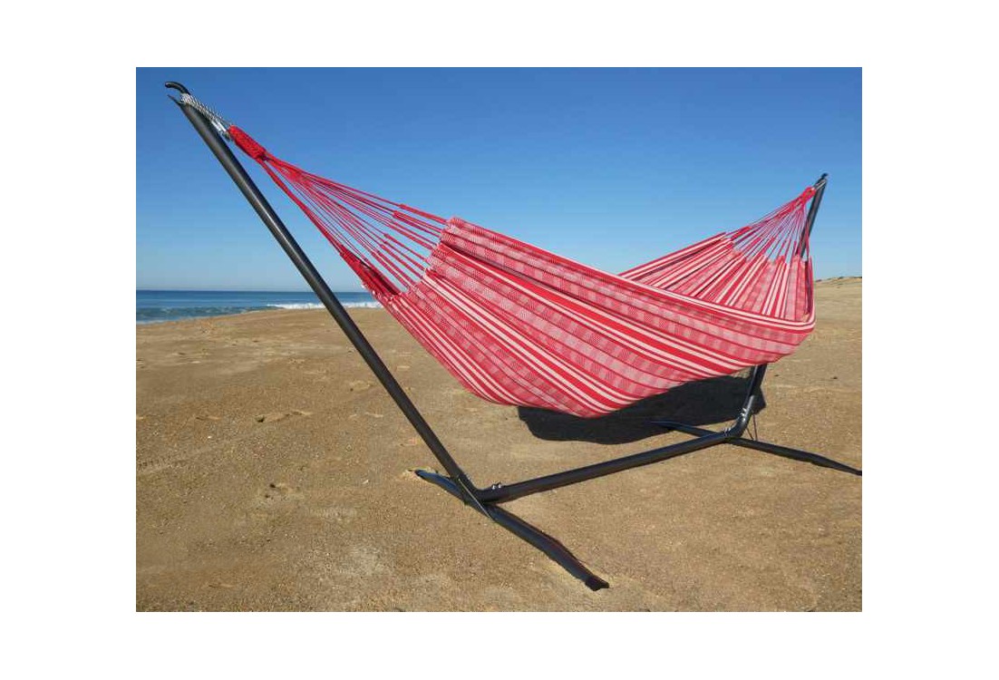 hamac avec support metal rouge