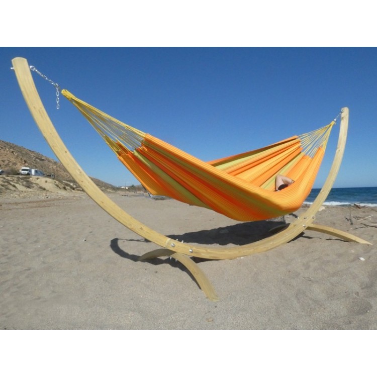 hamac vert jaune orange avec support