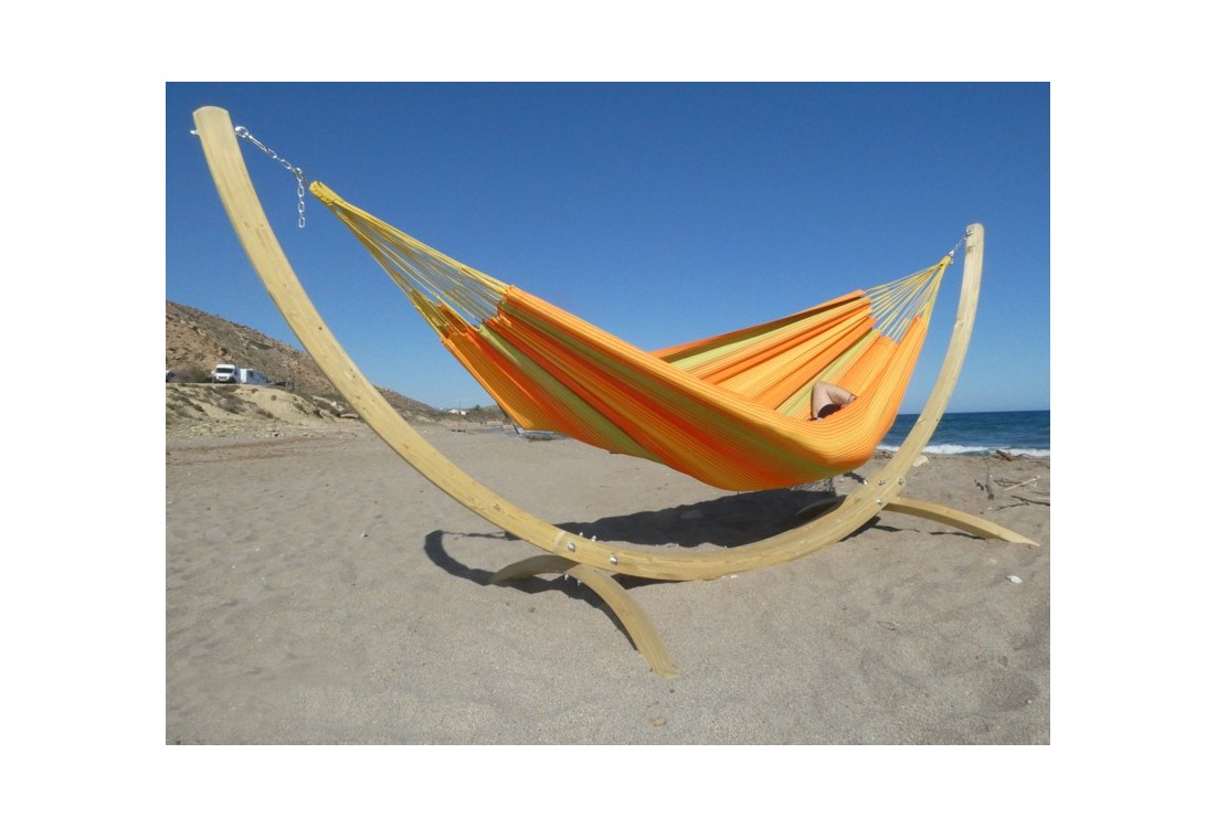 hamac vert jaune orange avec support