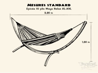 Support de hamac o pied de hamac en bois Epicea 10 plis MAYA RELAX XL-XXL, compatible avec les hamacs XL