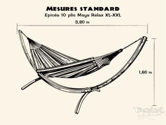 Support de hamac o pied de hamac en bois Epicea 10 plis MAYA RELAX XL-XXL, compatible avec les hamacs XXL
