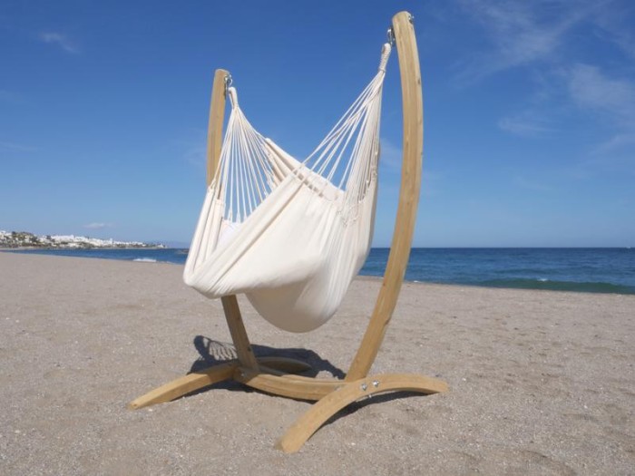 HAMAC CHAISE ECRU AVAC SUPPORT BOIS