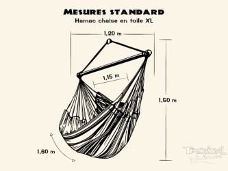 Dimensions standard d'un hamac chaise en tissu taille XL, un modèle confortable