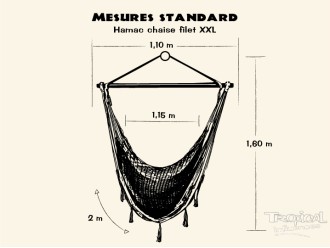 Dimensions standard d'un hamac chaise filet taille XXL, un grand modèle et confortable
