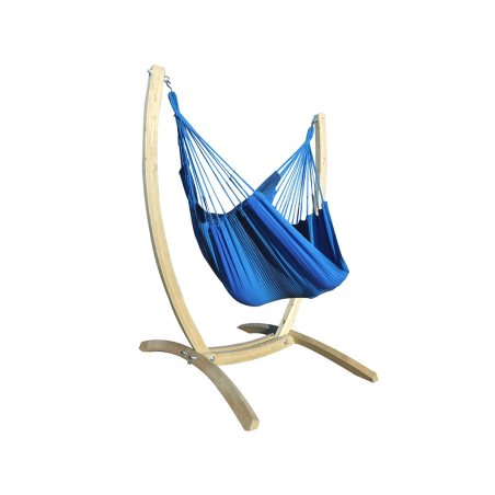 Hamac chaise XXL ave support en bois Paquito, sur fond blanc