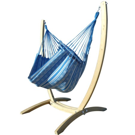 hamac-chaise avec support bleu sur fond blanc