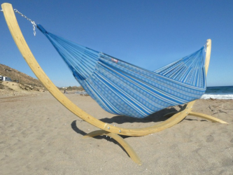 Hamac bleu +support en bois