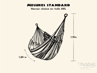 Dessin qui explique les dimensions d'un hamac chaise XXL