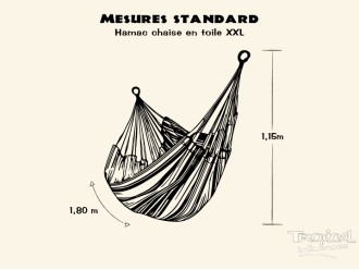 Dimensions standard d'un hamac chaise filet taille XXL, un grand modèle et confortable