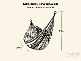 Dimensions standard d'un hamac chaise en tissu taille XL, un modèle confortable