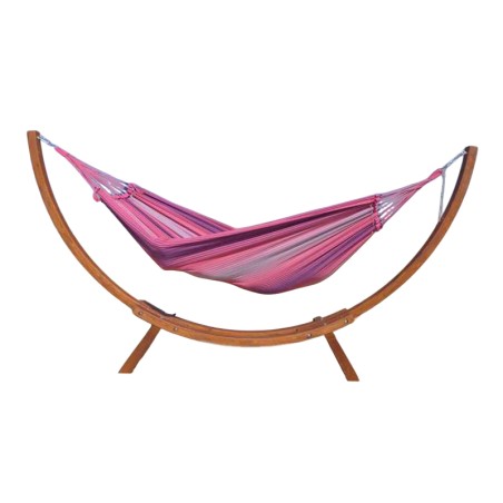 Hamac XL rose multicolore sur pied Latino sur fond blanc