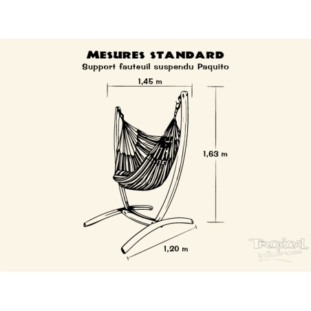 Support en bois de hamac chaise ou fauteuil suspendu, compatible avec les hamacs chaises XL ou XXL