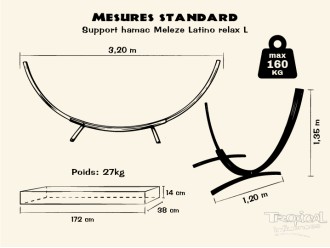 Dessin détaillée du support en bois de hamac, compatible avec les hamacs L