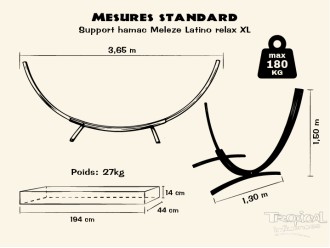 Dessin détaillée du support en bois de hamac, compatible avec les hamacs XL