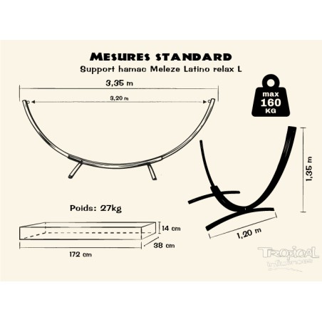 Dessin détaillée du support en bois de hamac, compatible avec les hamacs L