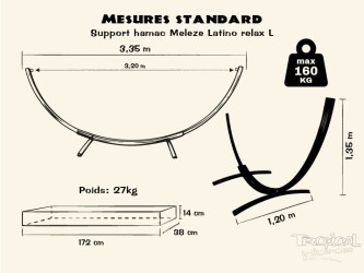 Dessin détaillée du support en bois de hamac, compatible avec les hamacs L