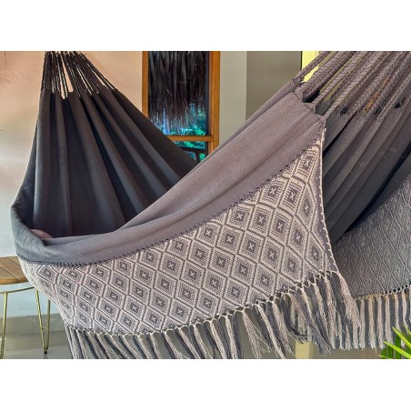 Connexions et cordes renforcées du hamac colombien XXL, couleur naturelle, pour sécurité et durabilité artisanale