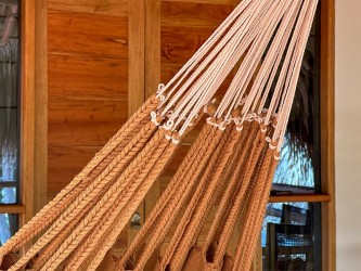 Plan détaillé des cordes d'un hamac colombien de couleur ocre