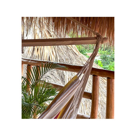 Hamac chaise XXL vide suspendu, design artisanal colombien, rayures naturelles