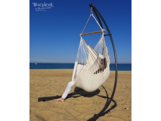 hamac chaise ecru avec support metal