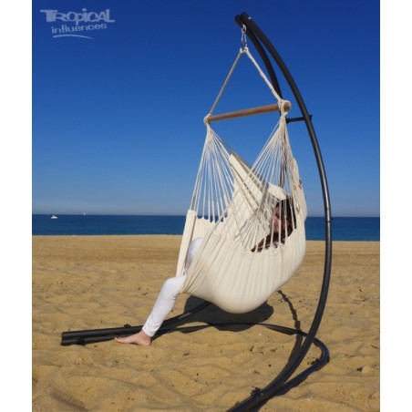 hamac chaise ecru avec support metal